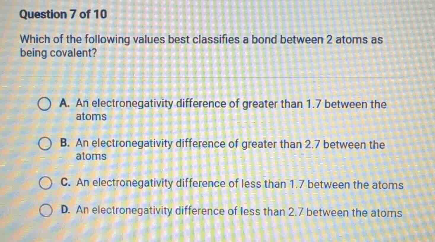 question 7 of 10 which of the following values best classifies a bond b…