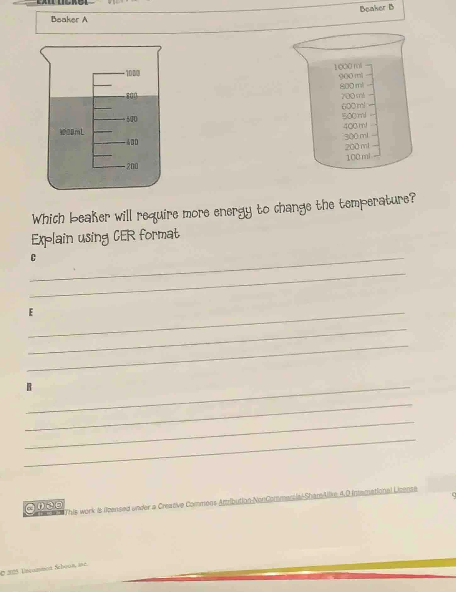 beaker a beaker b which beaker will require more energy to change the t…