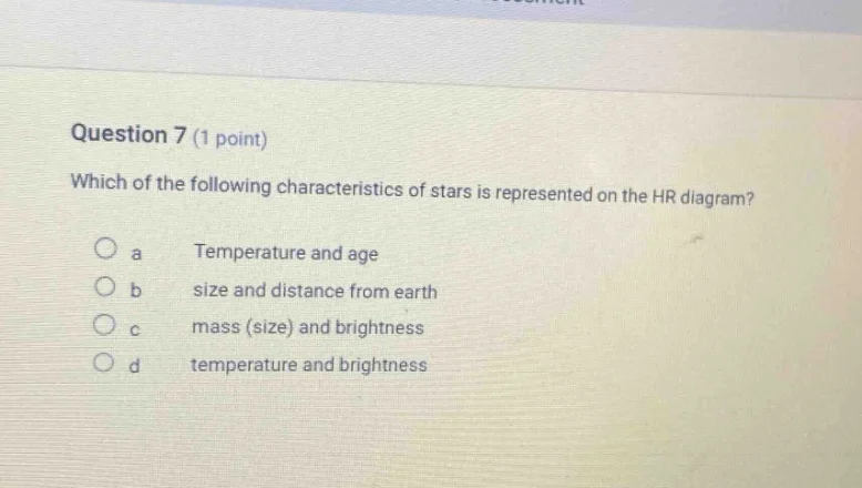 question 7 (1 point) which of the following characteristics of stars is…