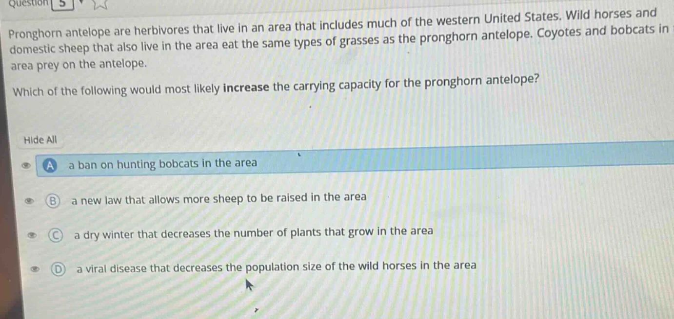 pronghorn antelope are herbivores that live in an area that includes mu…