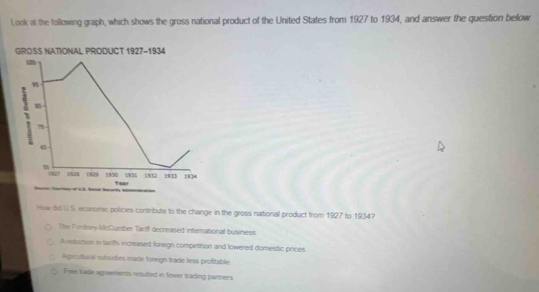 look at the following graph, which shows the gross national product of …