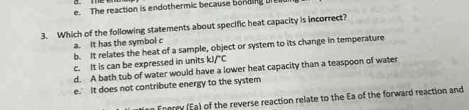 3. which of the following statements about specific heat capacity is in…