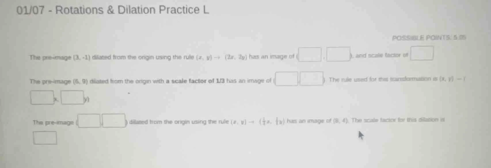 01/07 - rotations & dilation practice l possible points: 5.05 the pre -…