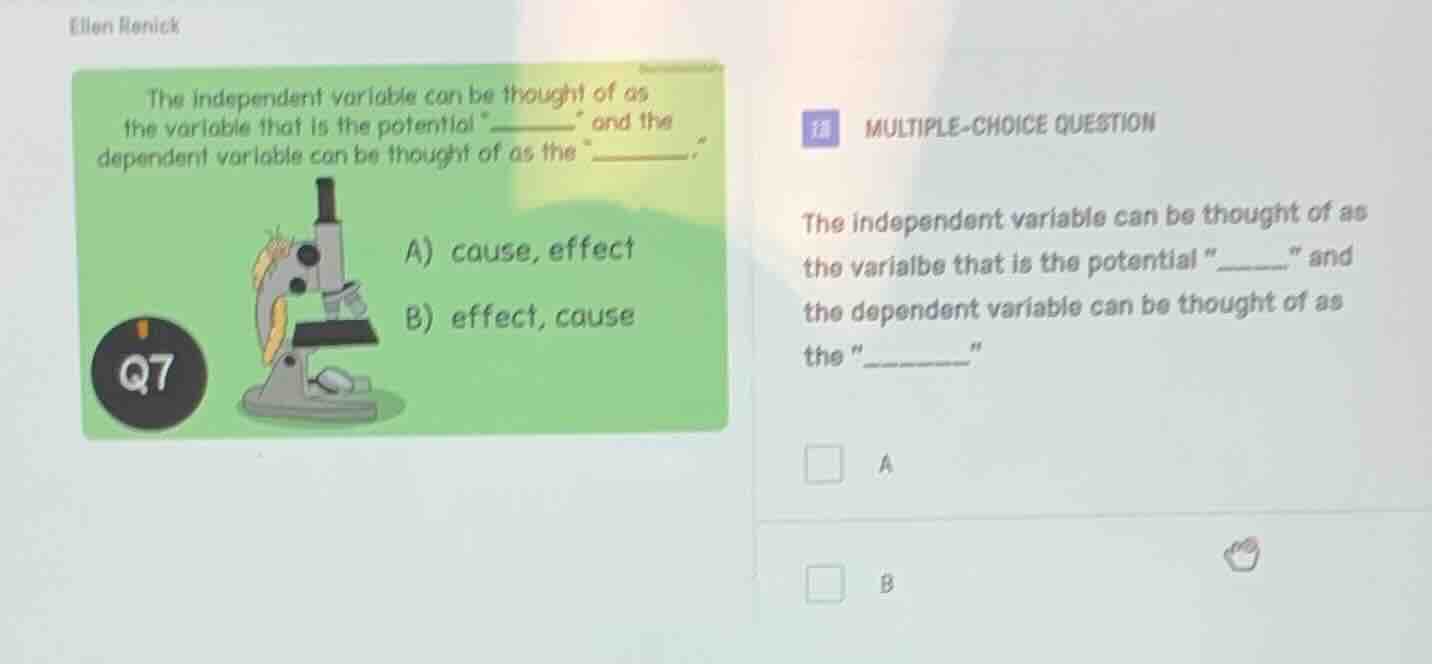 the independent variable can be thought of as the varialbe that is the …