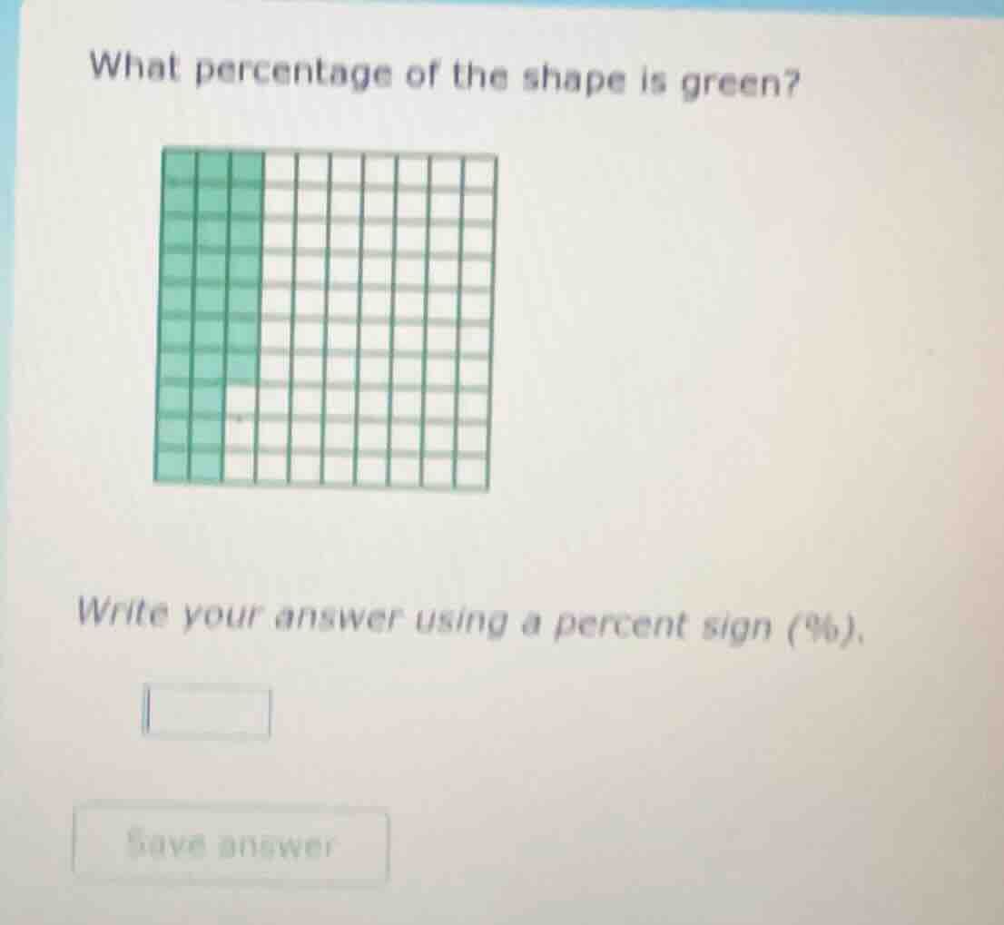 what percentage of the shape is green? write your answer using a percen…