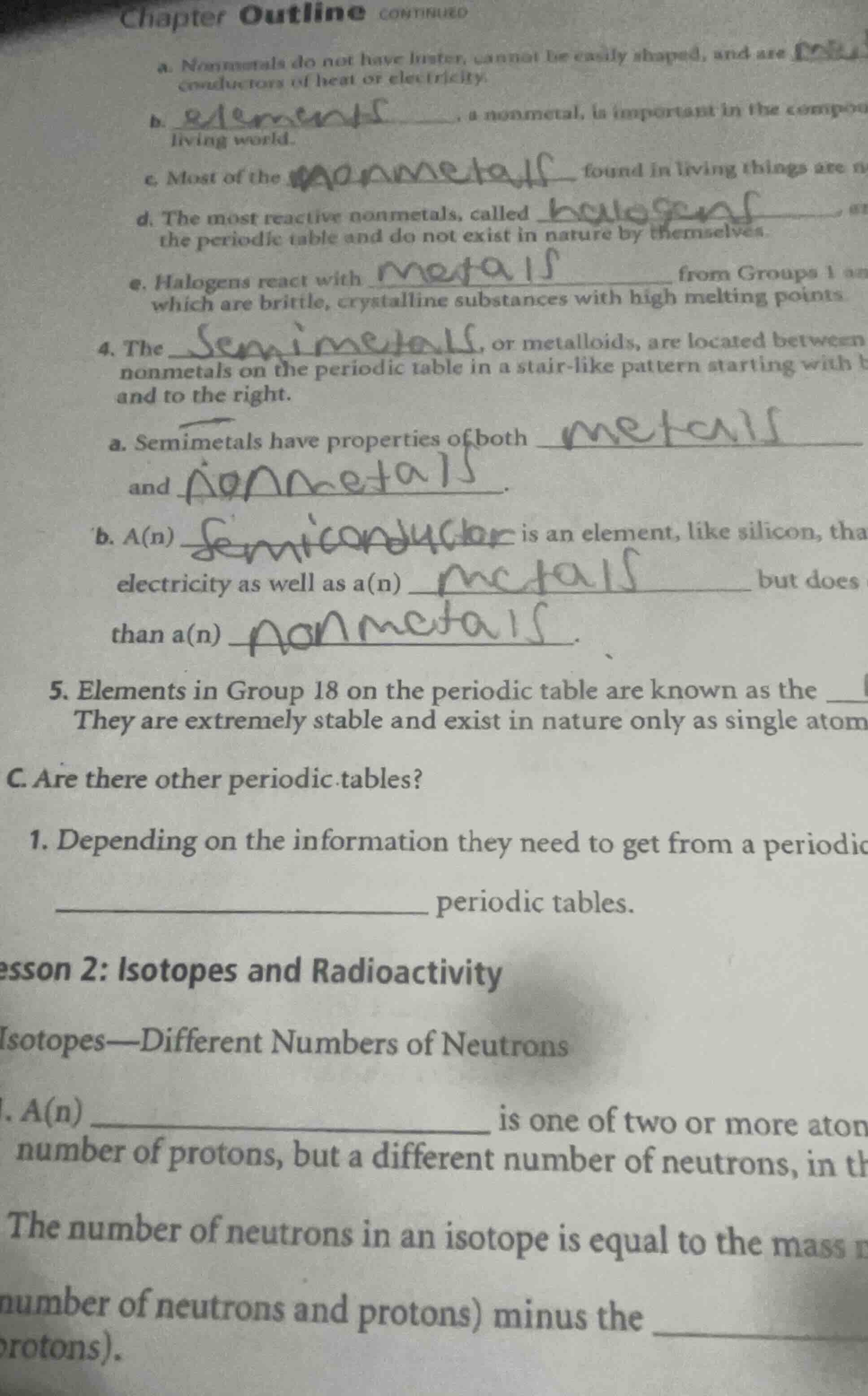 chapter outline continued a. nonmetals do not have luster, cannot be ea…