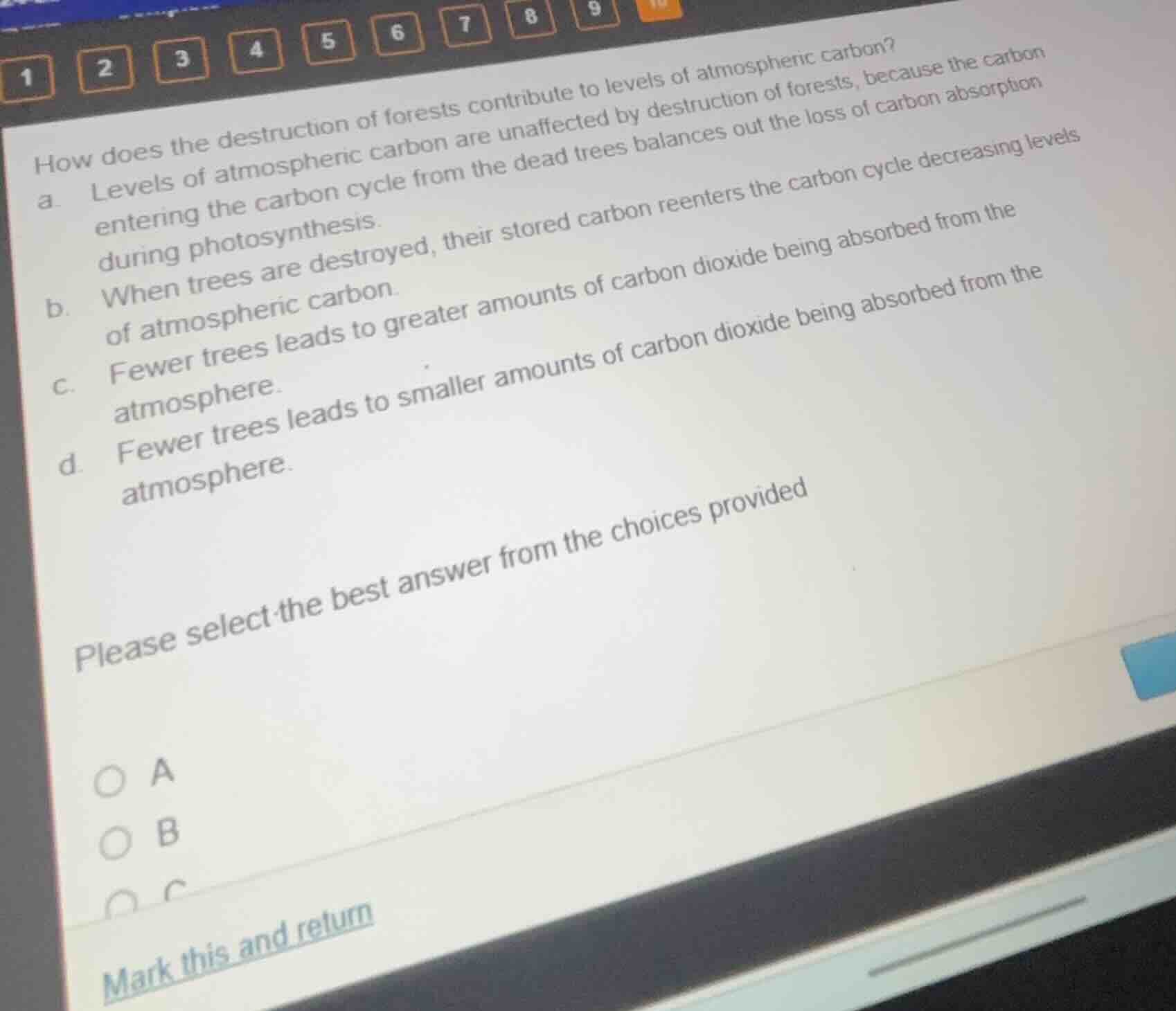 how does the destruction of forests contribute to levels of atmospheric…