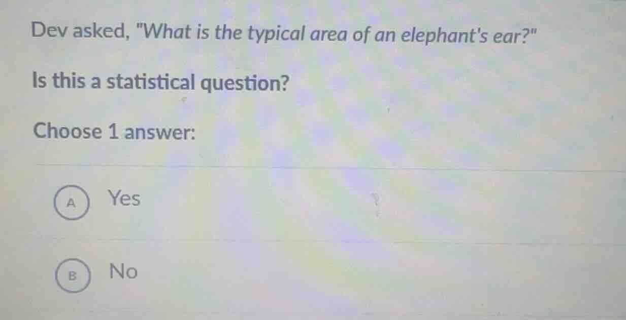 dev asked, \what is the typical area of an elephants ear?\ is this a st…