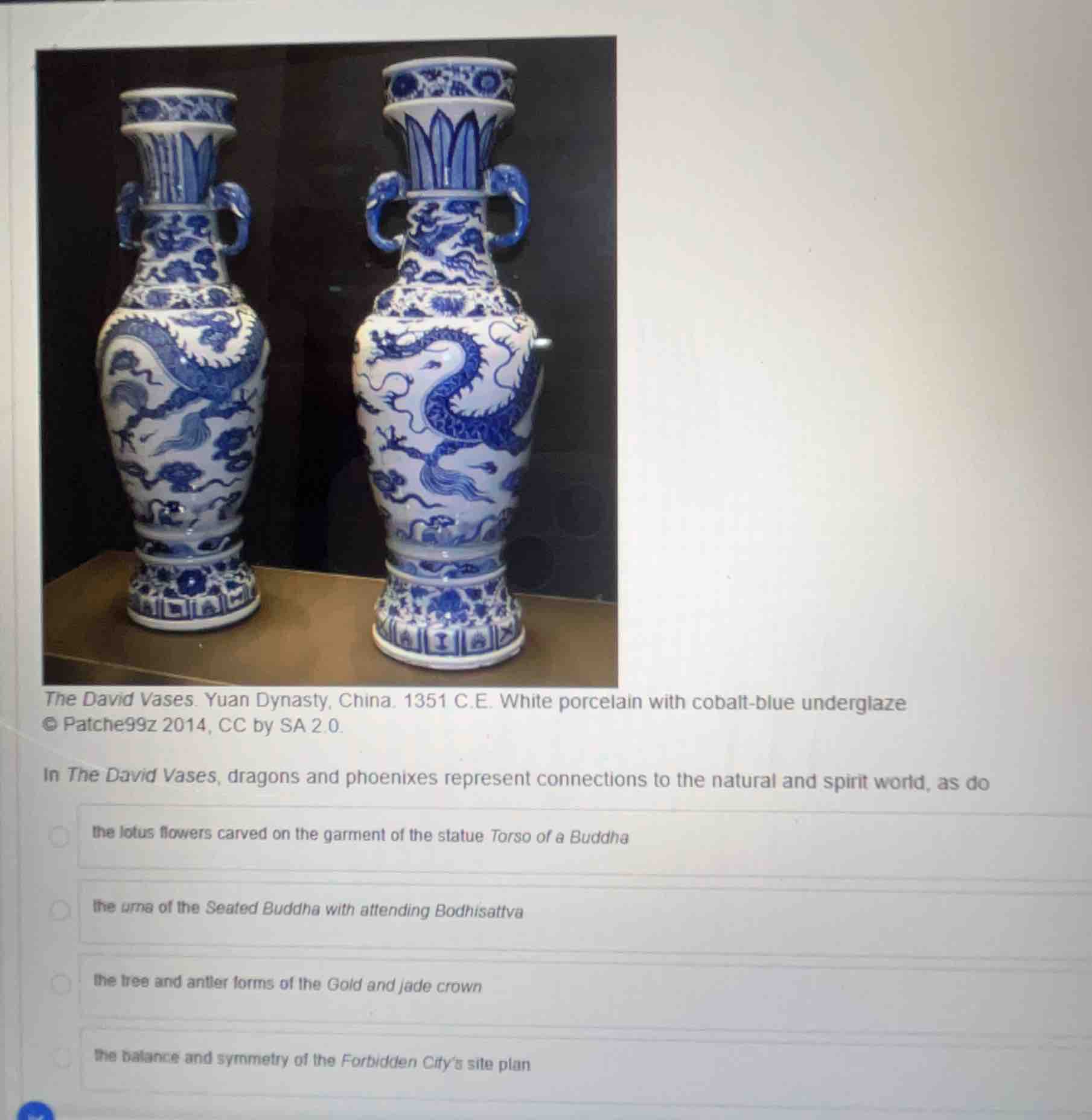the david vases. yuan dynasty, china. 1351 c.e. white porcelain with co…