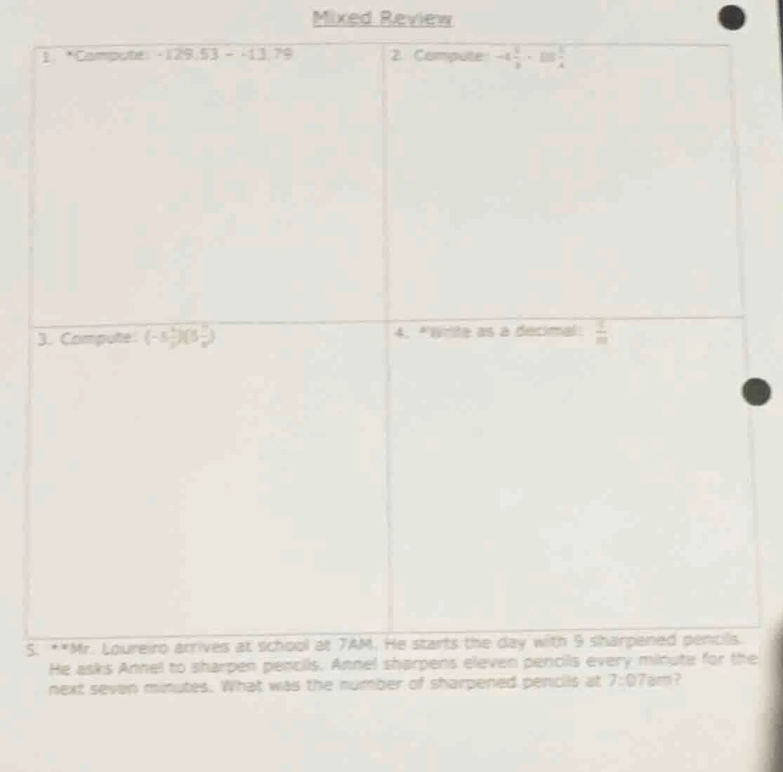 mixed review 1. *compute: -129.53 - -13.79 2. compute: -4\\frac{3}{9} -…