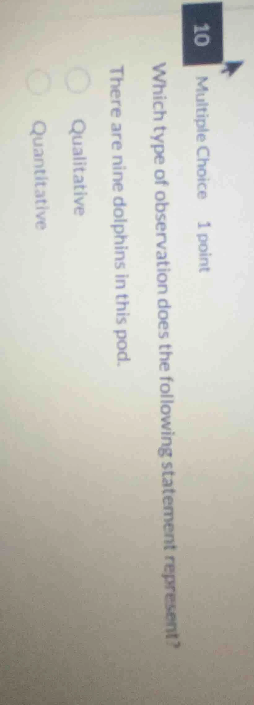 multiple choice 1 point which type of observation does the following st…