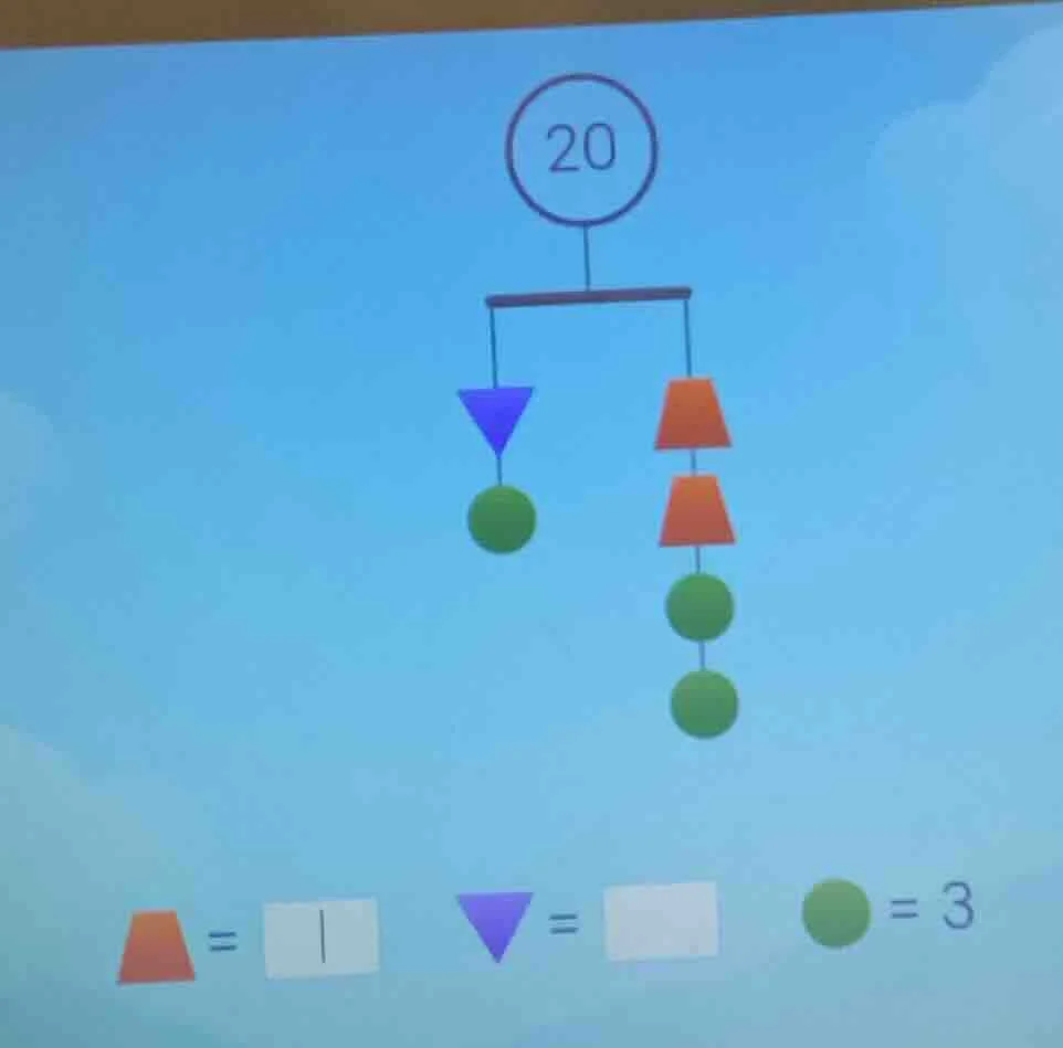 there is a balance diagram with a circle labeled 20 at the top. on the …