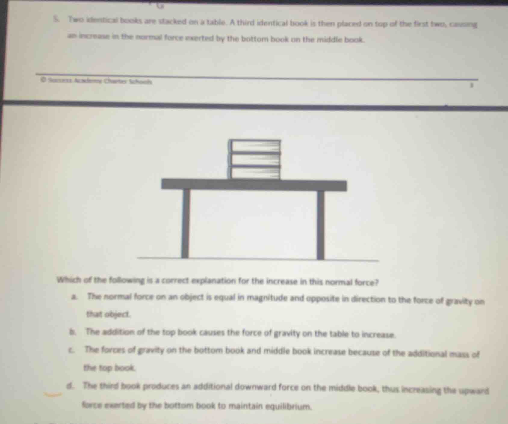 5. two identical books are stacked on a table. a third identical book i…