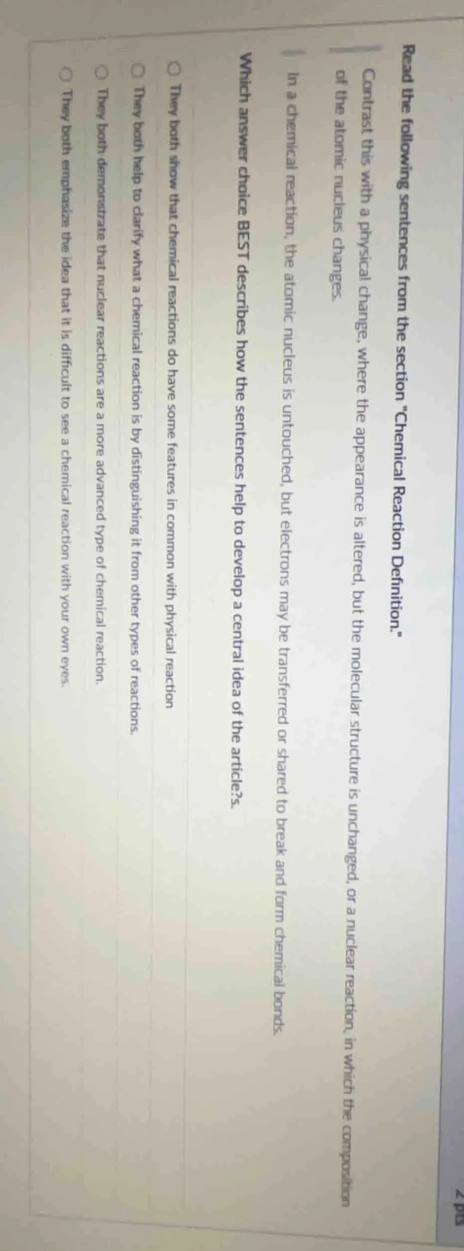 read the following sentences from the section \chemical reaction defini…