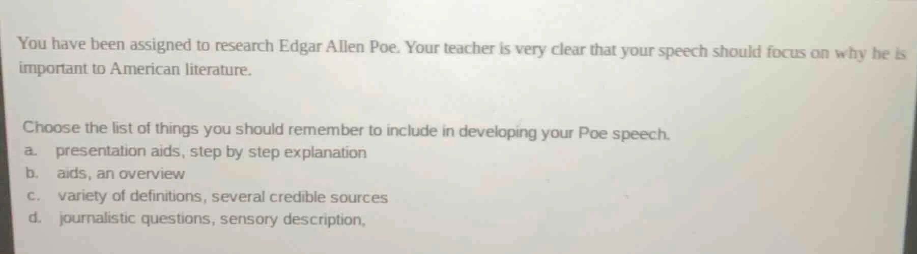 you have been assigned to research edgar allen poe. your teacher is ver…