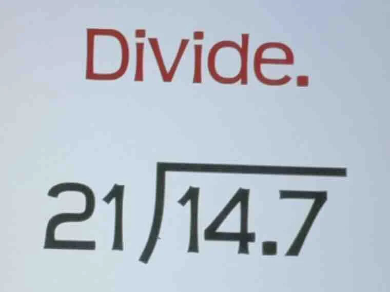 divide. 21\\overline{)14.7}