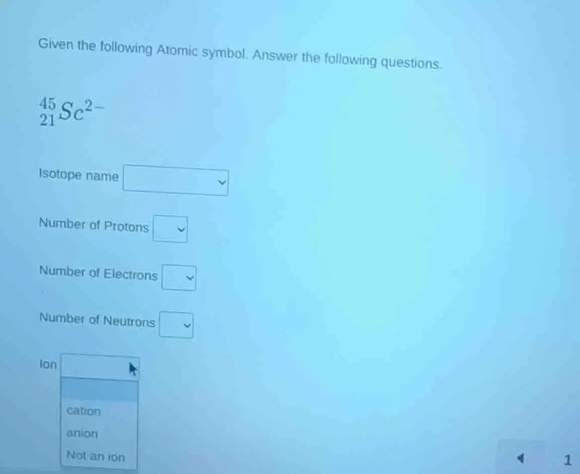 given the following atomic symbol. answer the following questions. \\(_…