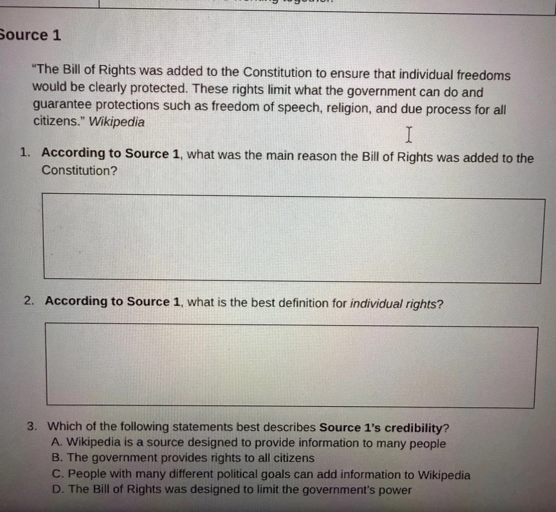 source 1 \the bill of rights was added to the constitution to ensure th…