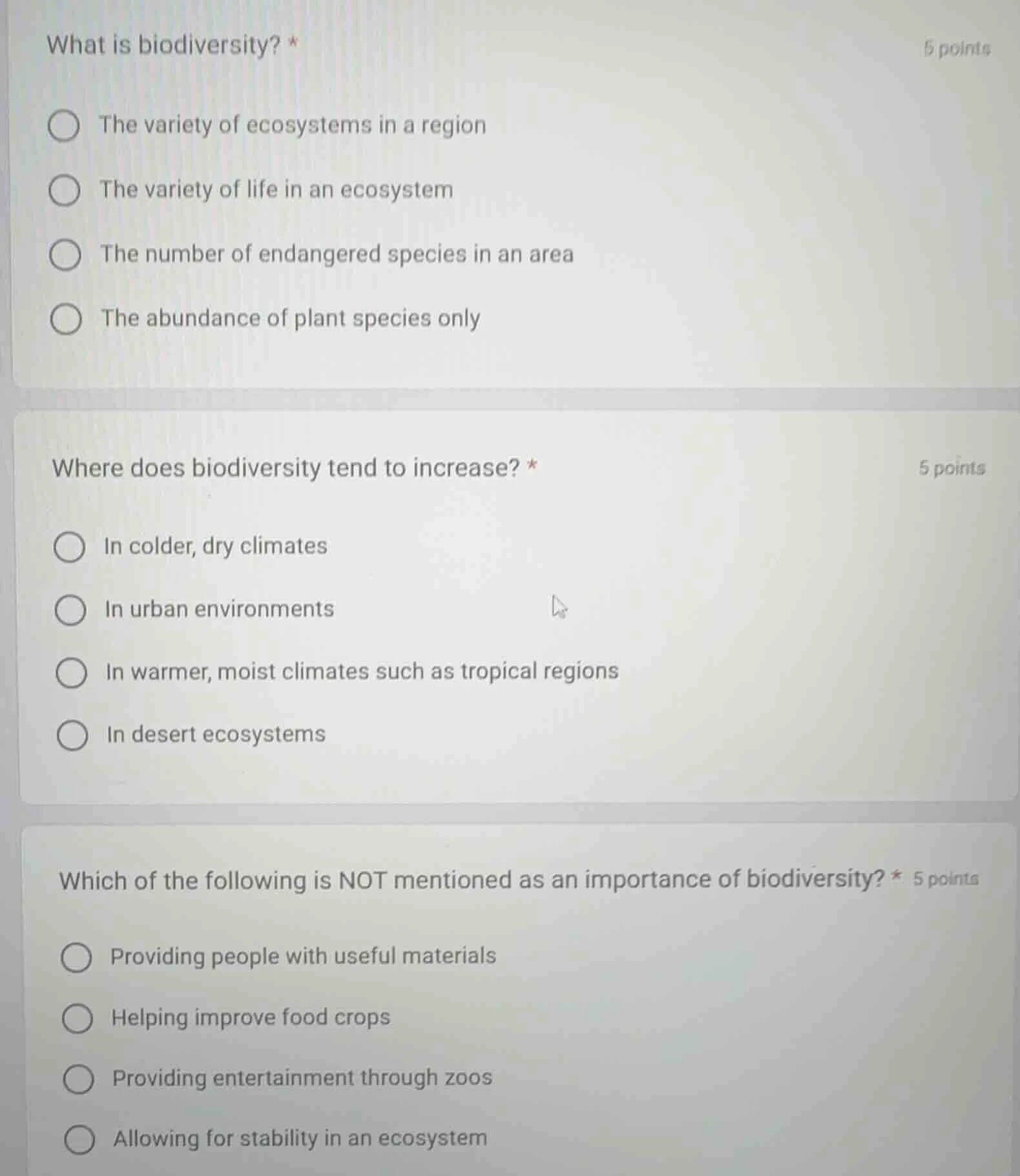 what is biodiversity? * the variety of ecosystems in a region the varie…