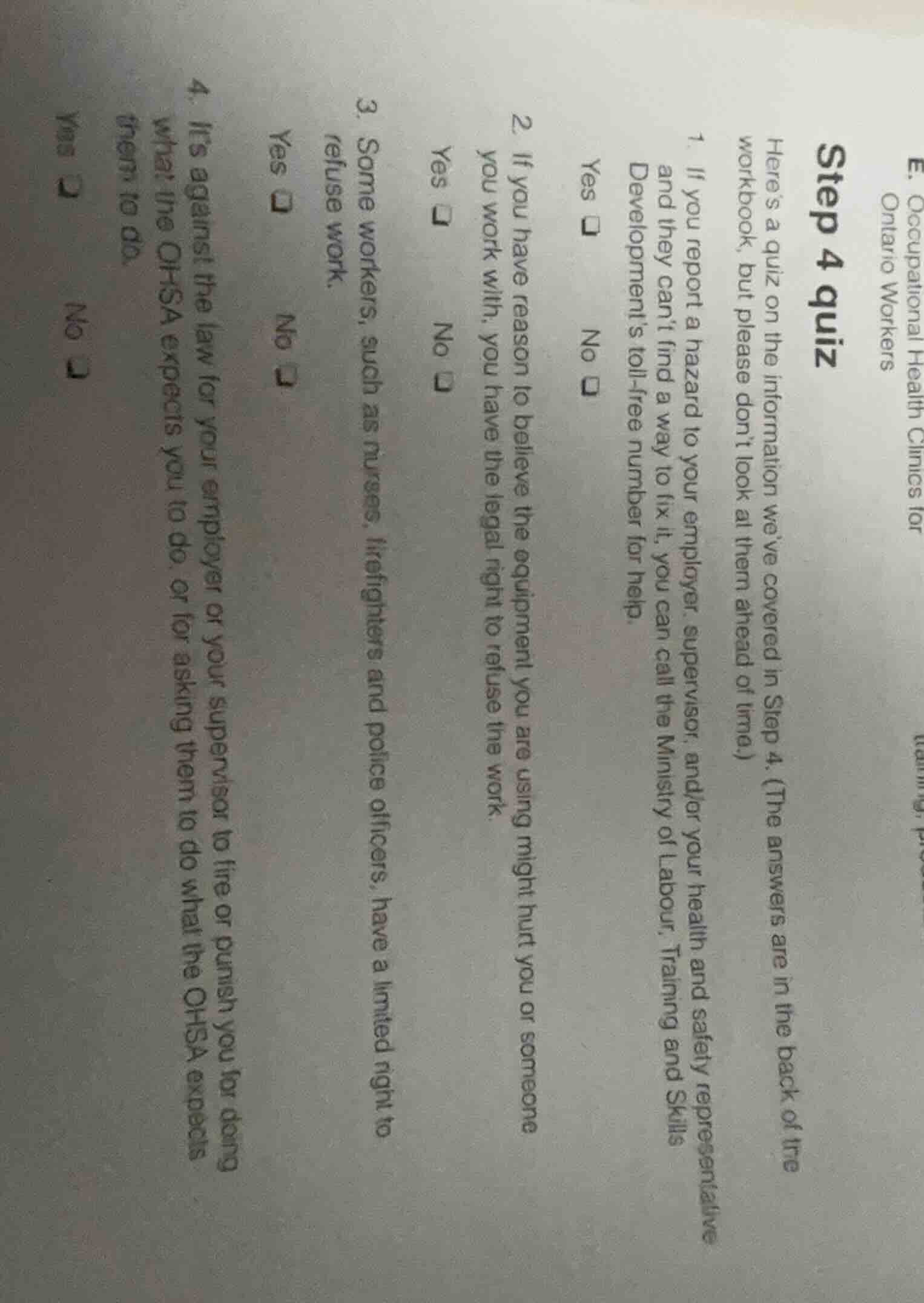 e. occupational health clinics for ontario workers step 4 quiz here’s a…