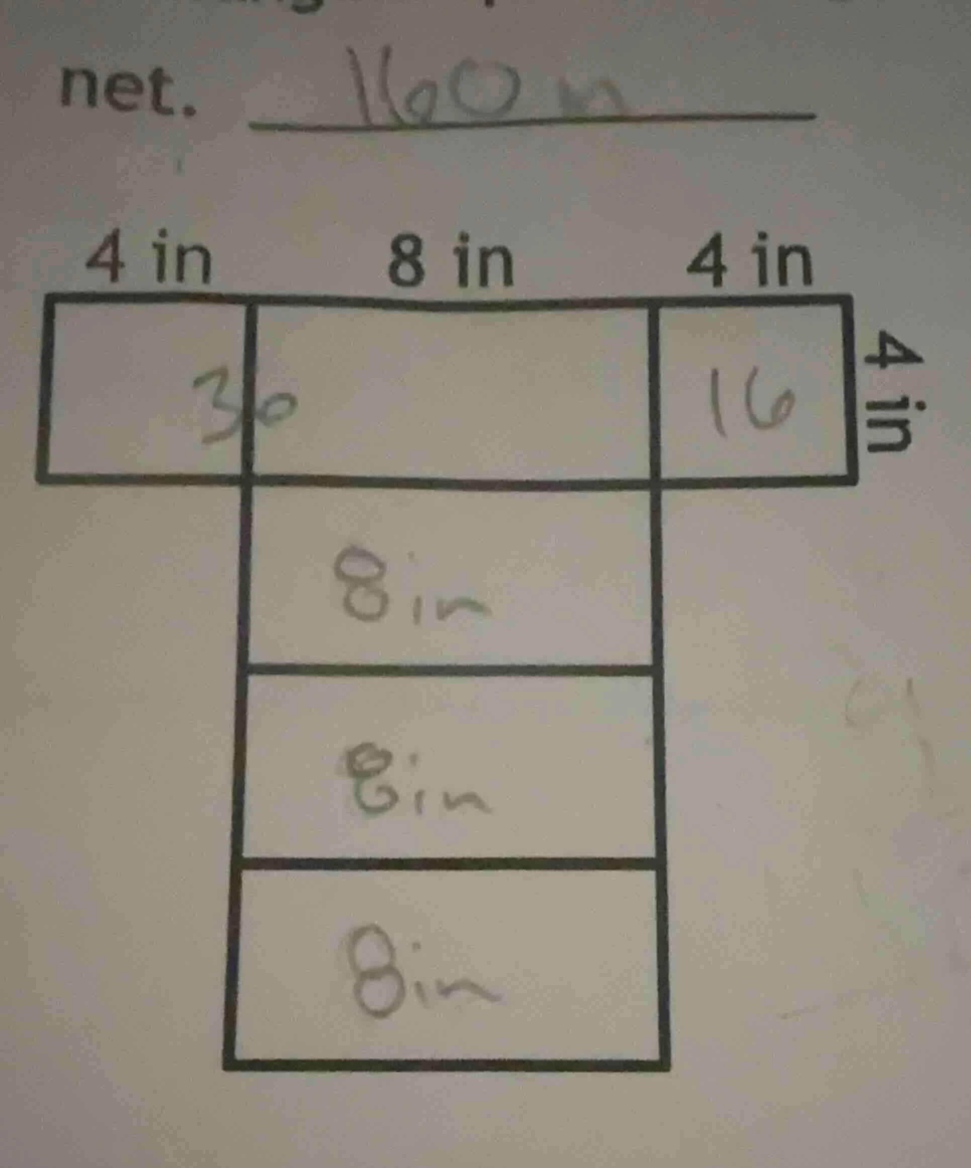 net. 4 in 8 in 4 in (figure with labeled lengths: 4 in, 8 in, 4 in, 4 i…