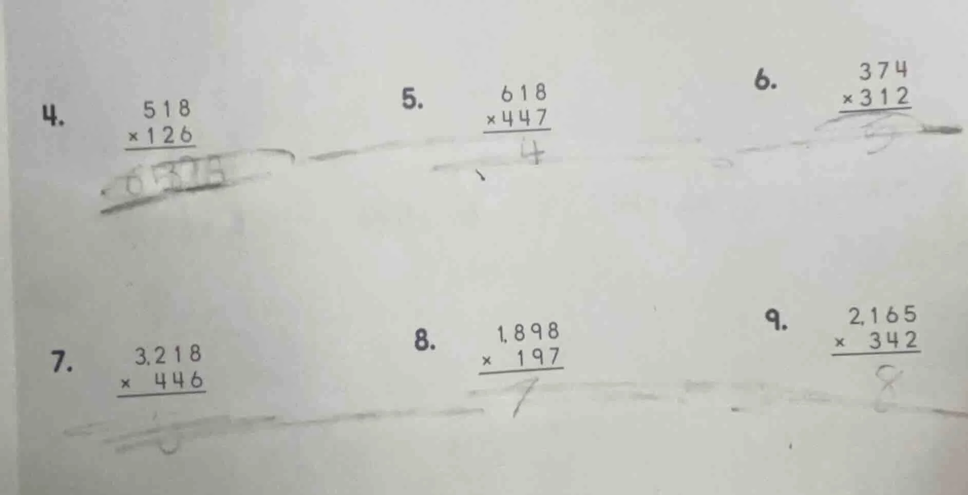 4. \\begin{array}{r} 518 \\\\ \\times 126 \\\\ \\hline \\end{array} 5. …