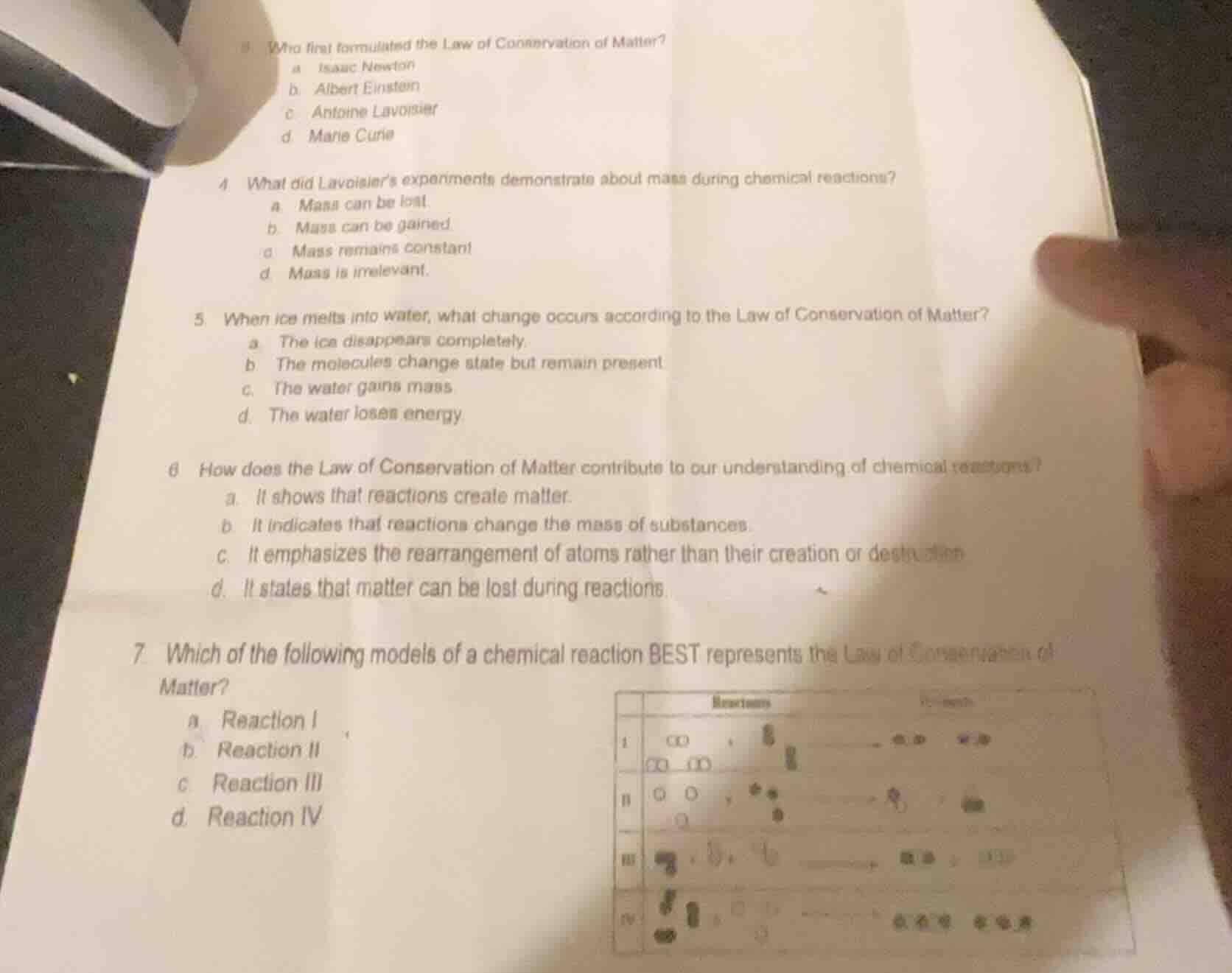 3 who first formulated the law of conservation of matter? a isaac newto…