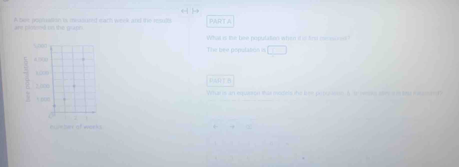 a bee population is measured each week and the results are plotted on t…