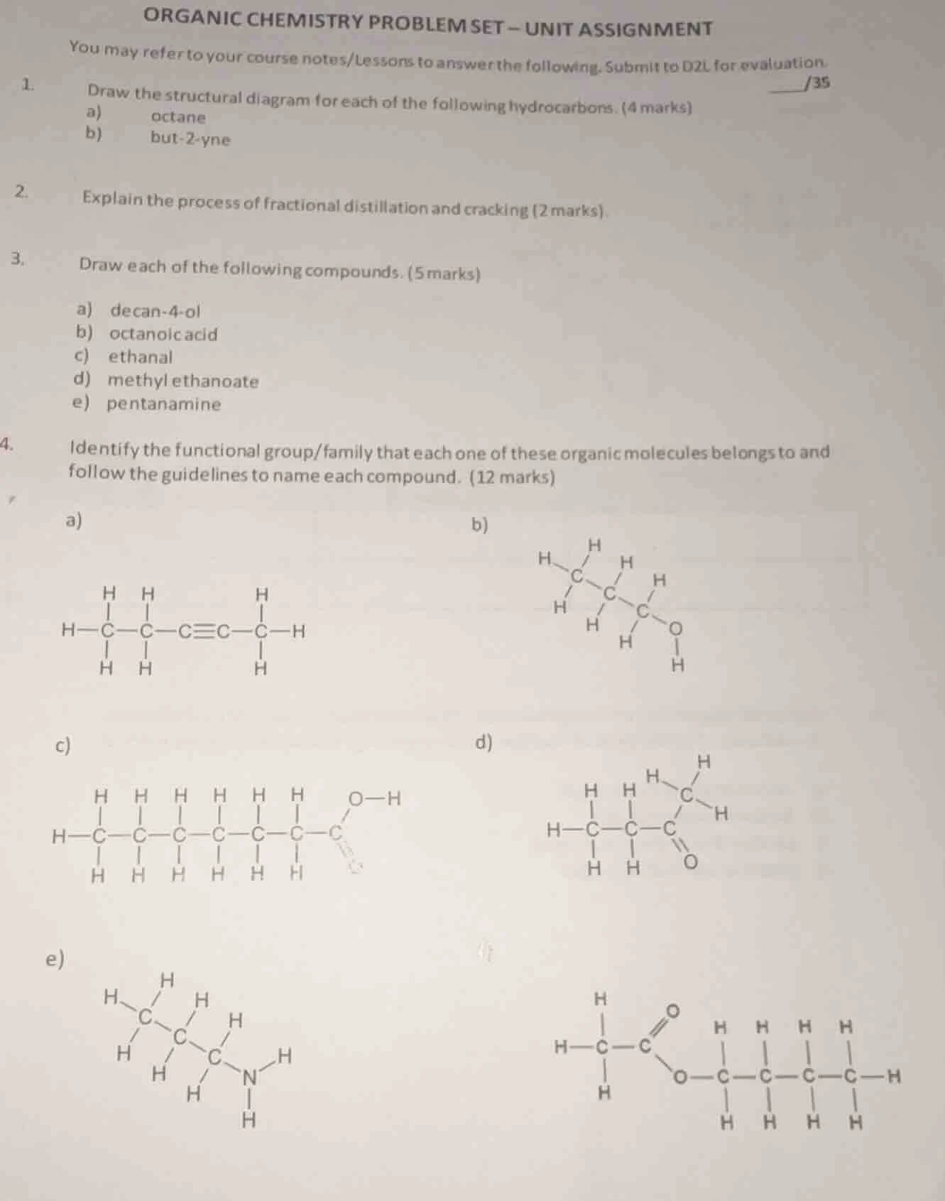 organic chemistry problem set – unit assignment you may refer to your c…