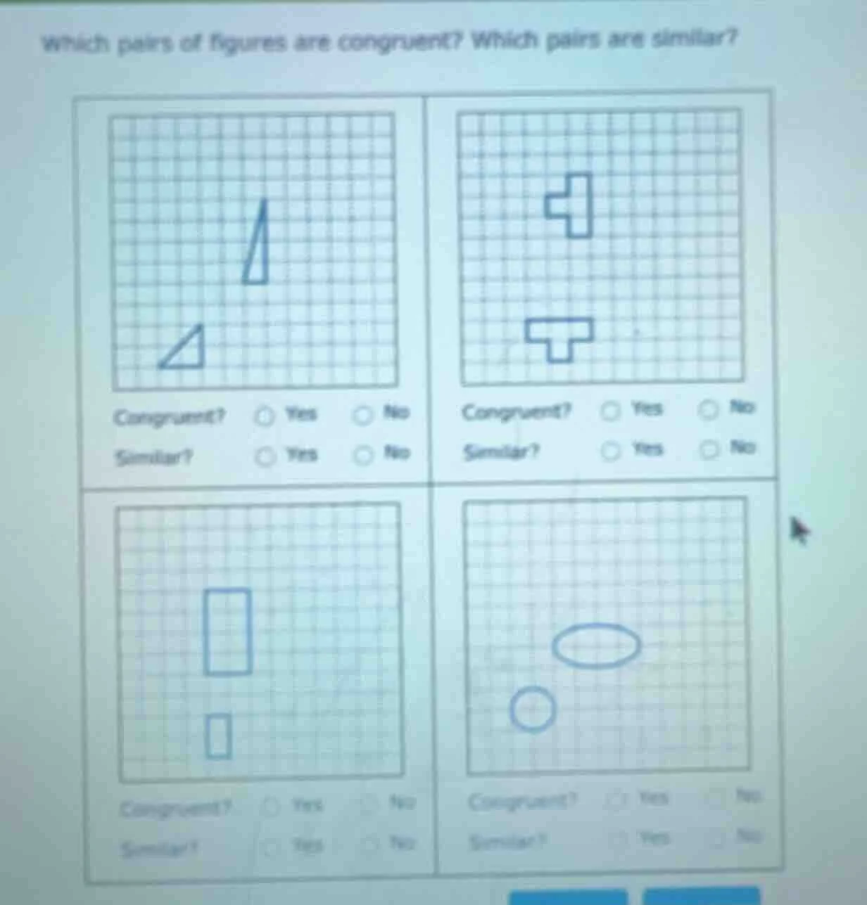 which pairs of figures are congruent? which pairs are similar? (first g…