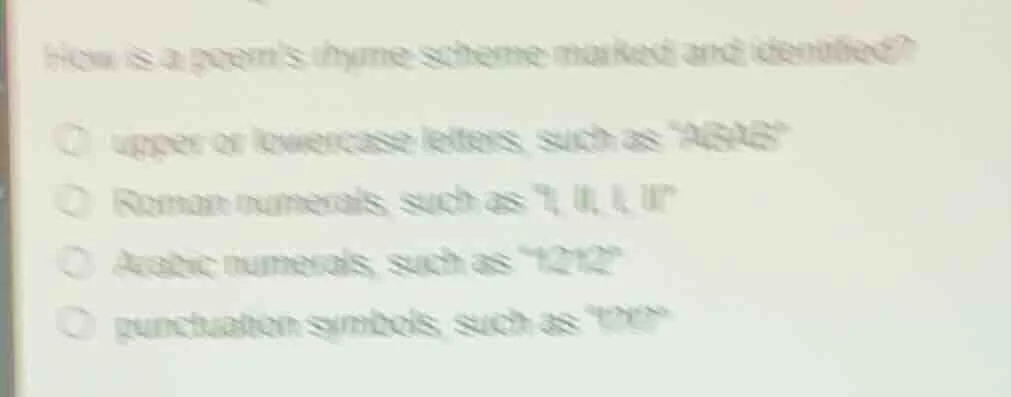 how is a poems rhyme scheme marked and identified? upper or lowercase l…