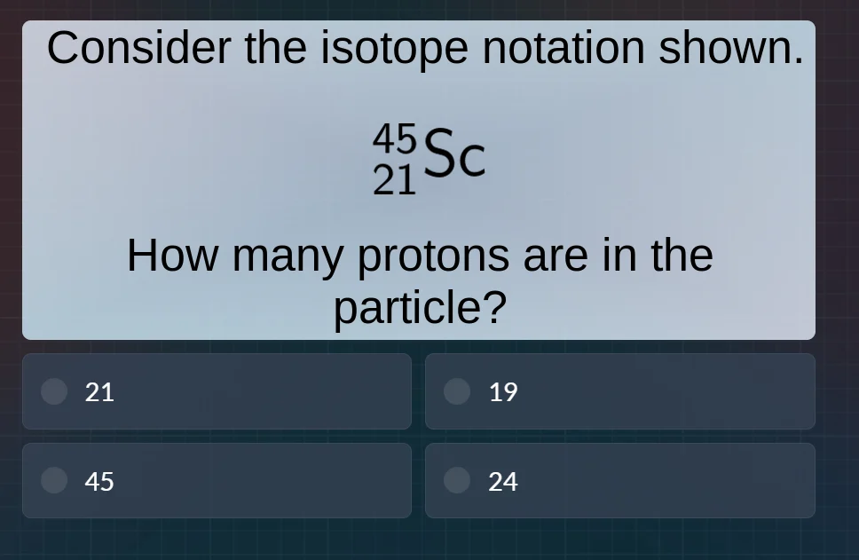 consider the isotope notation shown. \\(\\ce{^{45}_{21}sc}\\) how many …