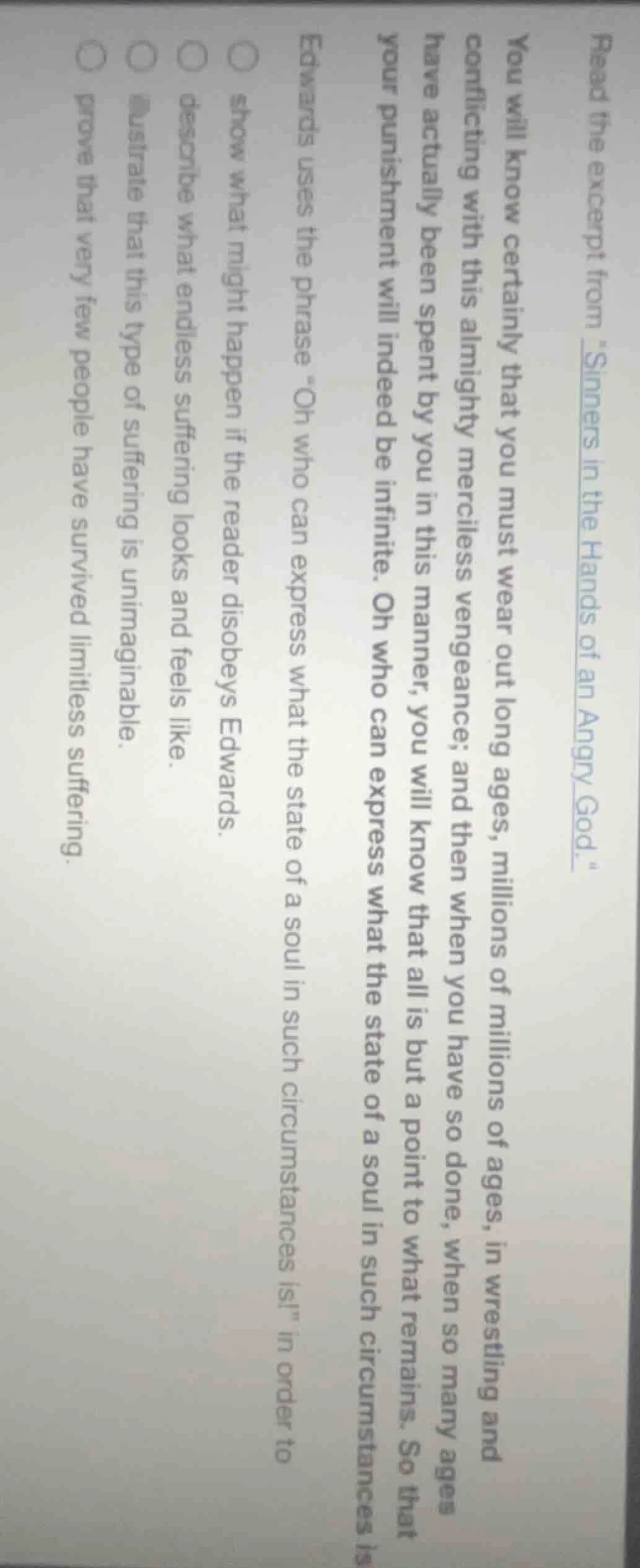 read the excerpt from \sinners in the hands of an angry god.\ you will …