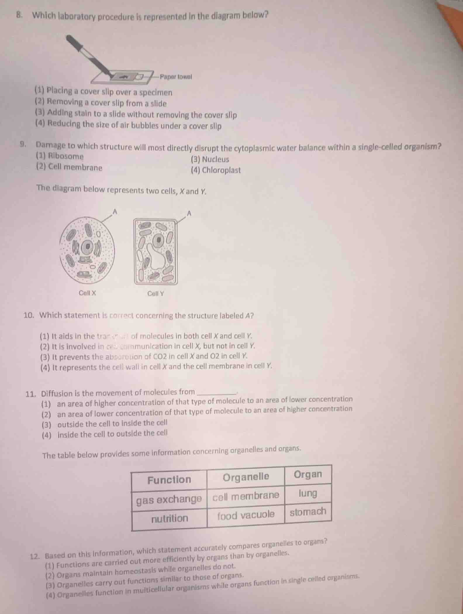 8. which laboratory procedure is represented in the diagram below? (1) …