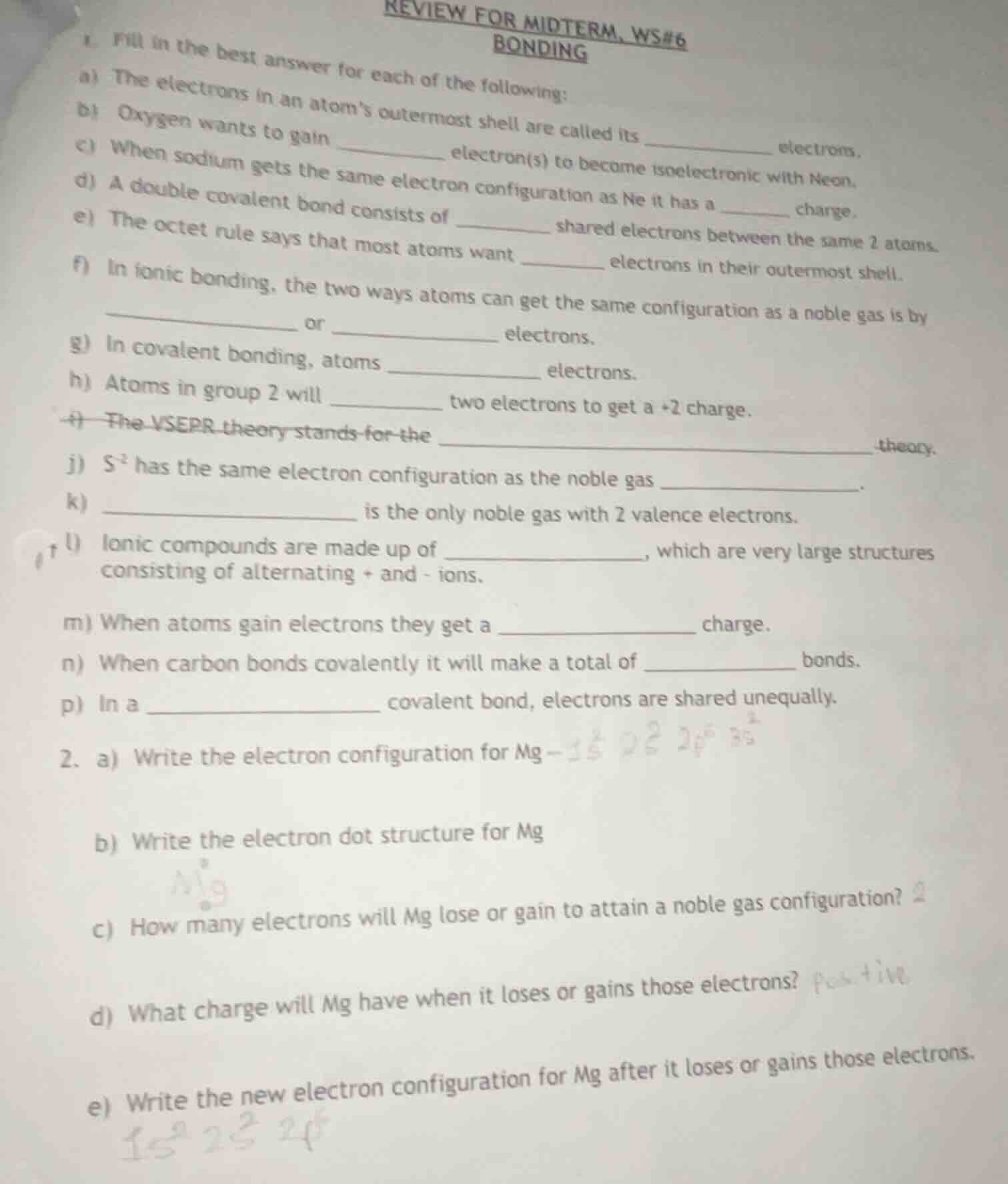review for midterm, ws#6 bonding 1. fill in the best answer for each of…