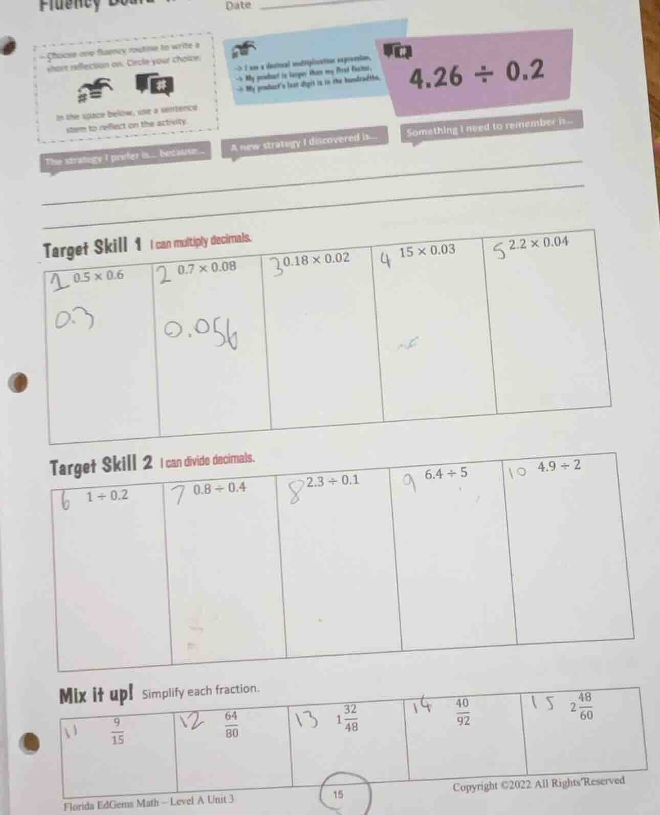 fluency board date - choose one fluency routine to write a short reflec…