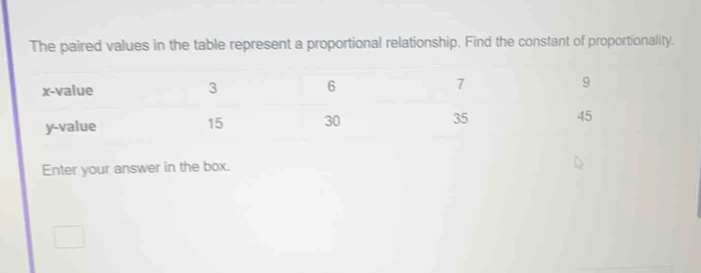 the paired values in the table represent a proportional relationship. f…
