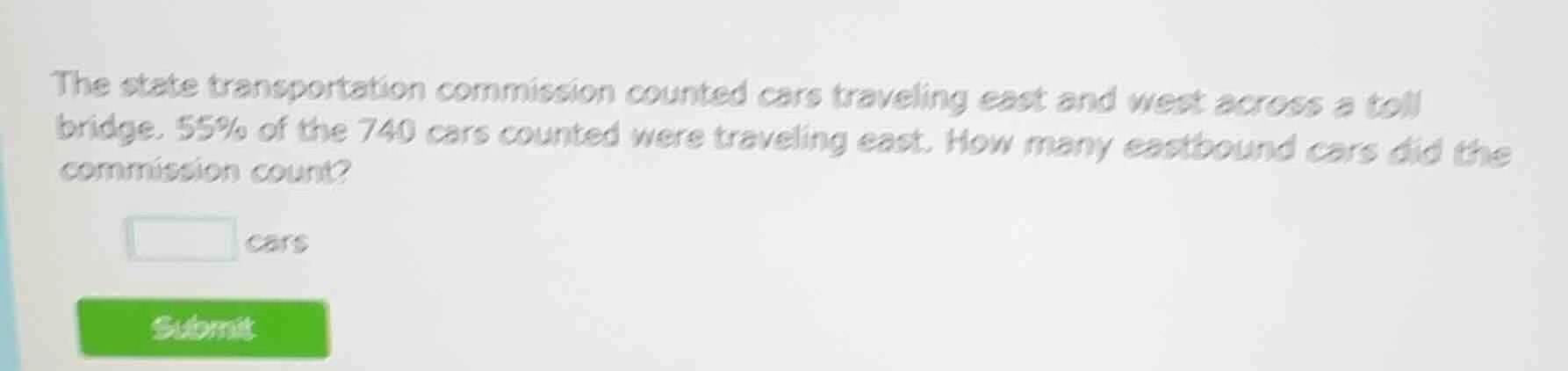 the state transportation commission counted cars traveling east and wes…
