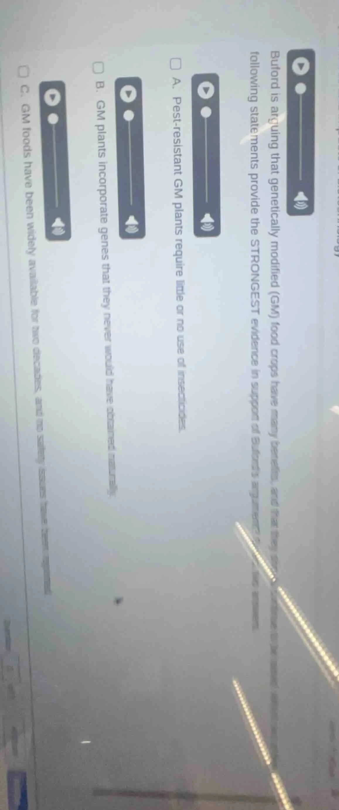 buford is arguing that genetically modified (gm) food crops have many b…