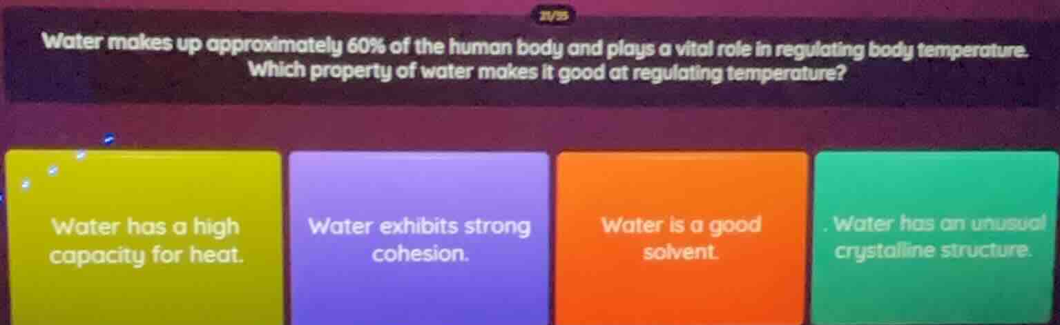 water makes up approximately 60% of the human body and plays a vital ro…