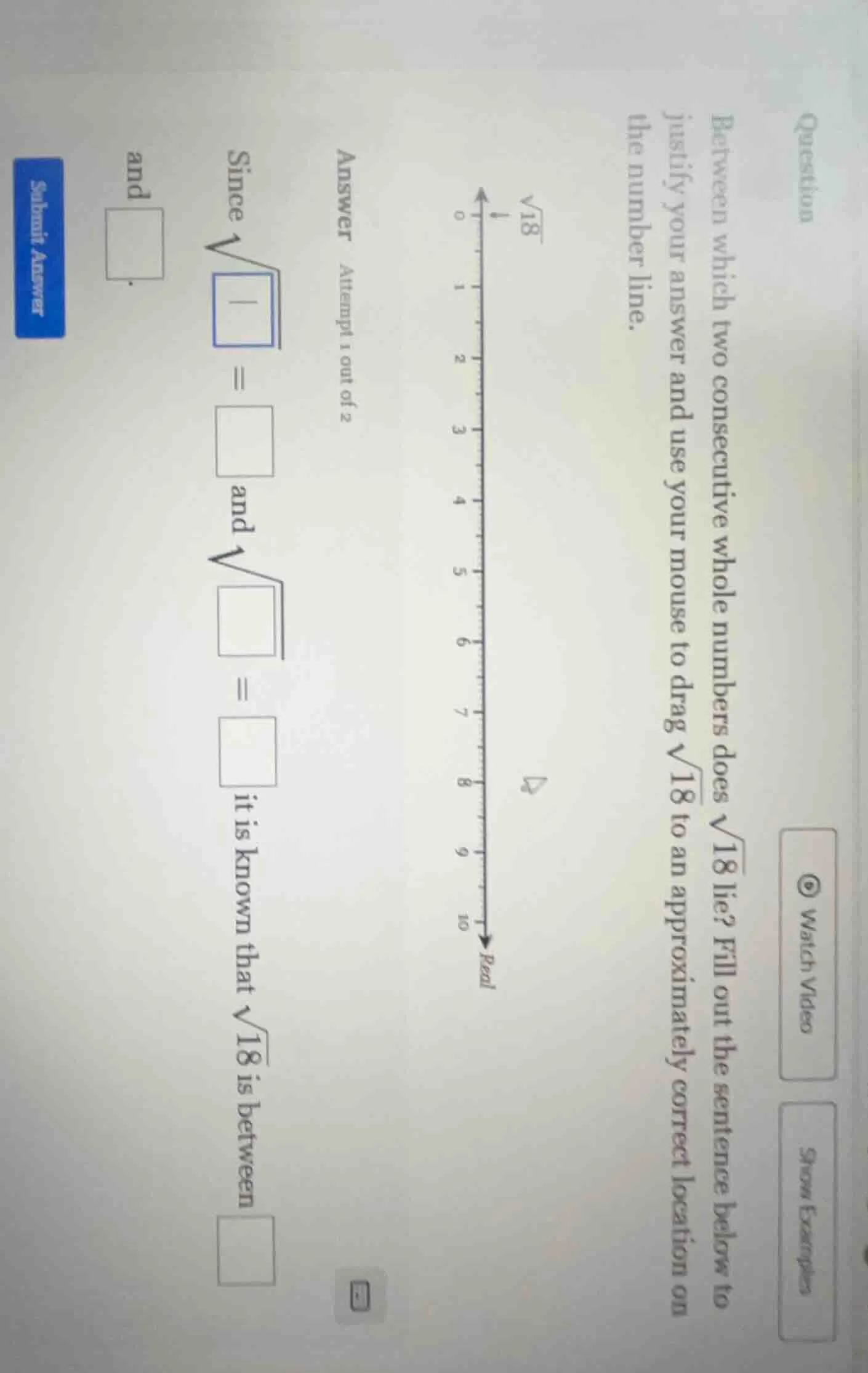 question between which two consecutive whole numbers does \\(\\sqrt{18}…