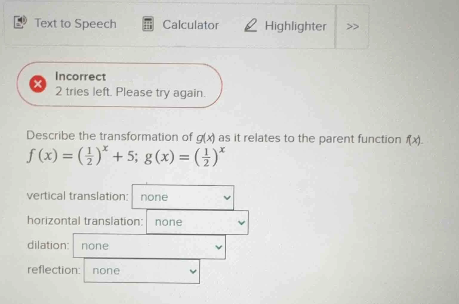 describe the transformation of g(x) as it relates to the parent functio…