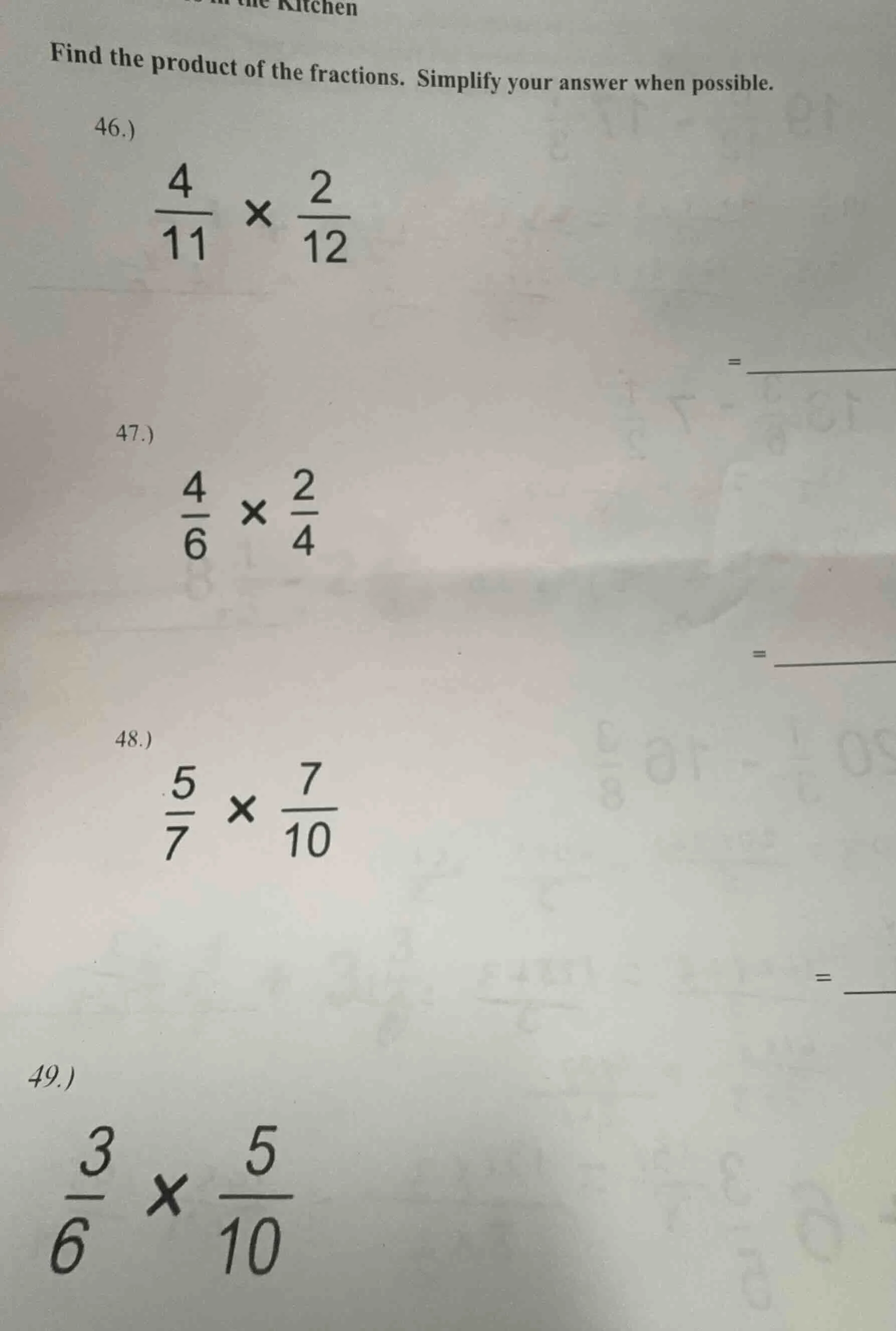 find the product of the fractions. simplify your answer when possible. …