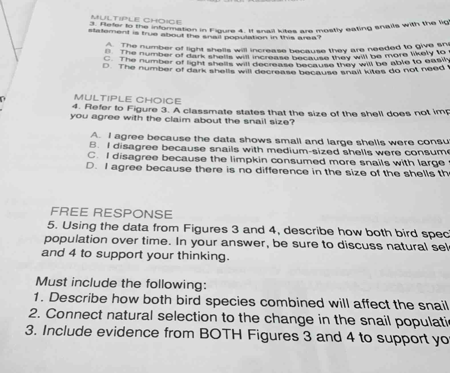 multiple choice 3. refer to the information in figure 4. if snail kites…