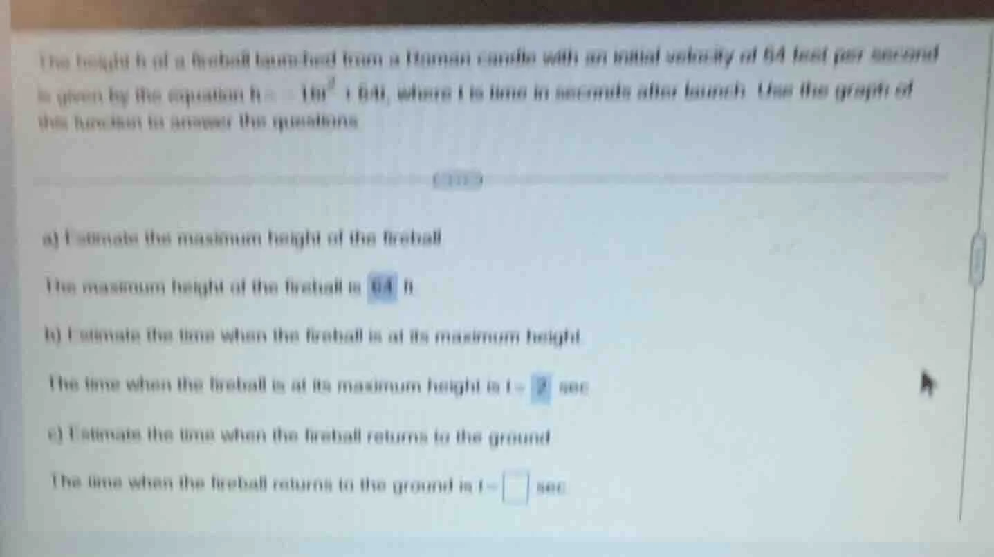 the height h of a football launched from a roman candle with an initial…