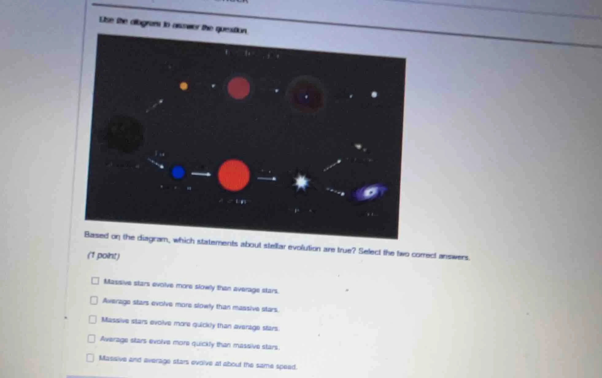 use the diagram to answer the question. diagram of stellar evolution ba…