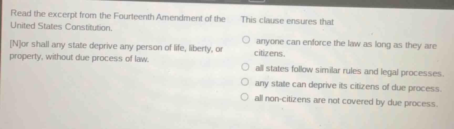 read the excerpt from the fourteenth amendment of the united states con…
