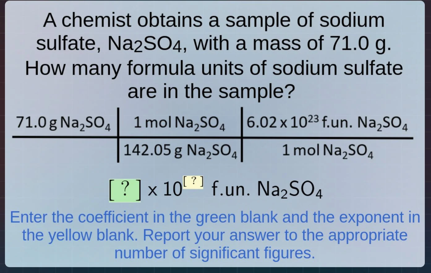 a chemist obtains a sample of sodium sulfate, $\\ce{na_{2}so_{4}}$, wit…
