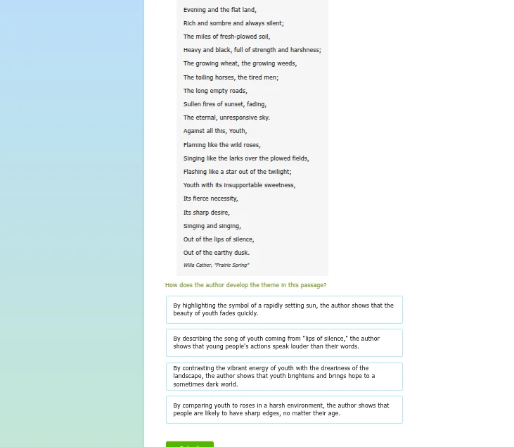 evening and the flat land, rich and sombre and always silent; the miles…