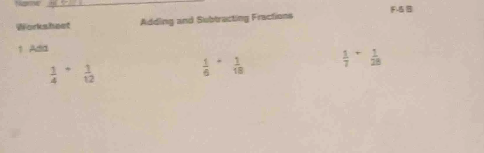 worksheet adding and subtracting fractions 1 add \\(\\frac{1}{4} + \\fr…